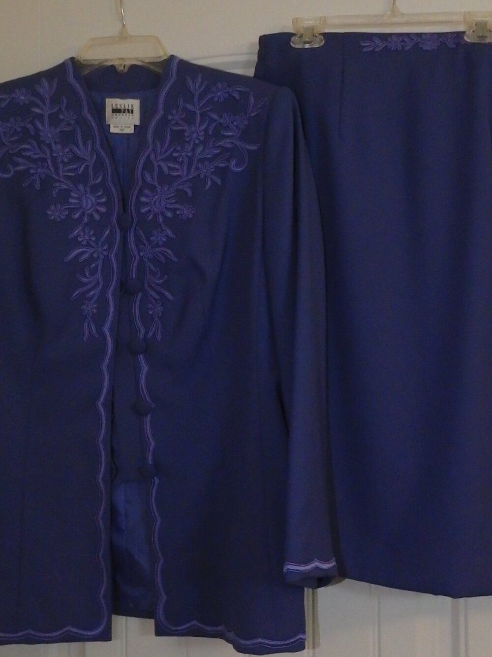 Leslie Fay Purple Matching Blazer and Skirt Set
